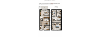 A 3 bedroom townhome floor plan with a first and second floor.