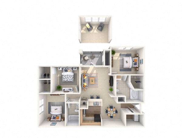 Bristol Village 3 BDR Evelynton Floor plan Bristol Village Apartments 3 BDR Evelynton Floor plan