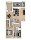 Ashley Apartments 1 Bedroom 2C floor plan Ashley Apartments 1 Bedroom 2C floor plan