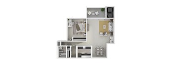 Carriage Park Apartments Floor Plan - 1A1, 1AD, 1AR, 1AX