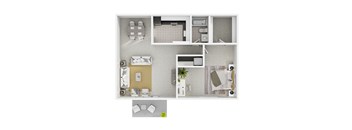 Carriage Park Apartments Townhome - 1 Bedroom Floor Plan EG