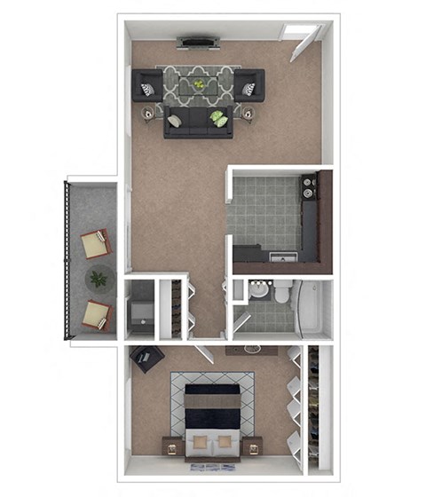 Carriage Park Apartments 1BD 1BA Floor Plan
