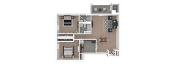 Carriage Park Apartments 2BD 2BA Floor Plan