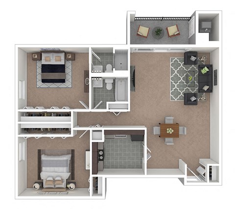 Carriage Park Apartments 2BD 2BA Floor Plan