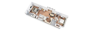 Split 2 bedroom with balcony Floroplan at Kensington House, Maryland