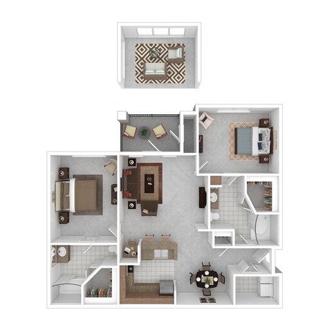 a floor plan of a house with bedrooms and a living room