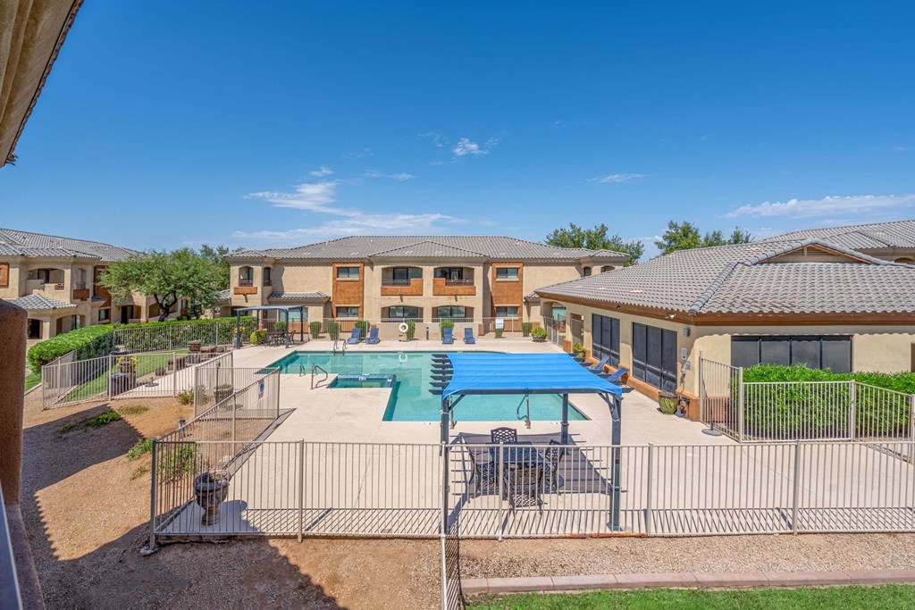 Drone Pool View at Sereno Townhomes, Glendale, 85302
