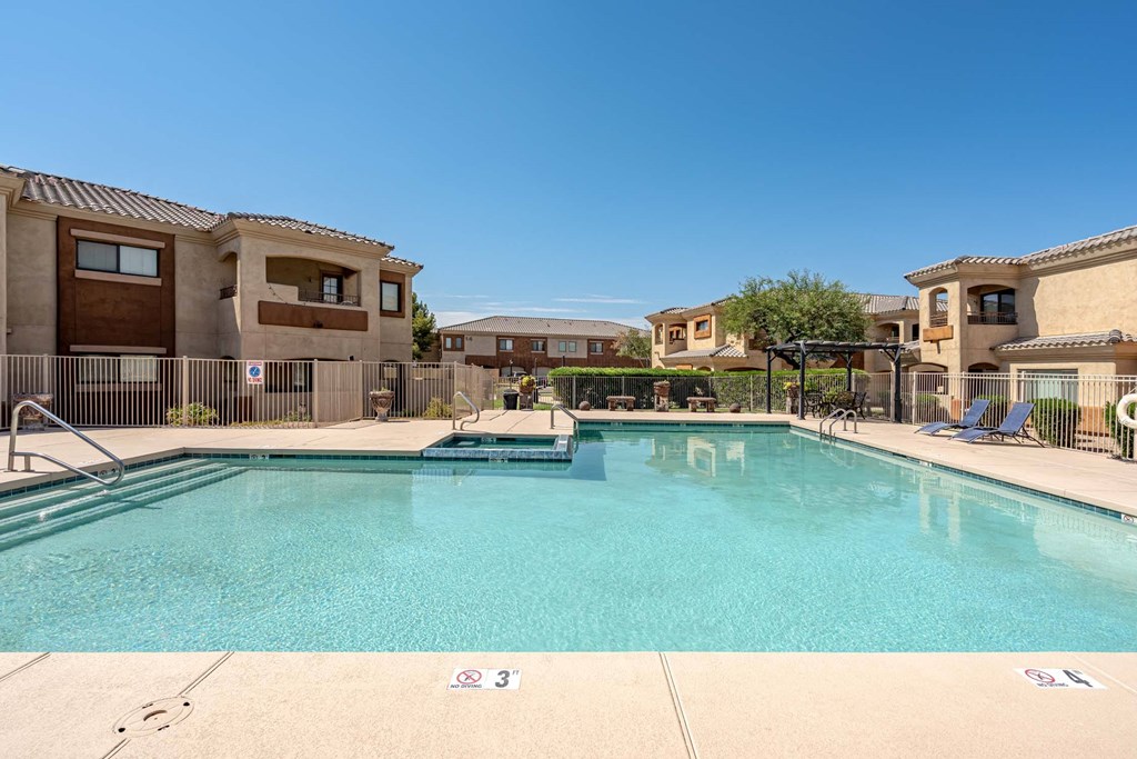 A large swimming pool  at Sereno Townhomes, Glendale, AZ