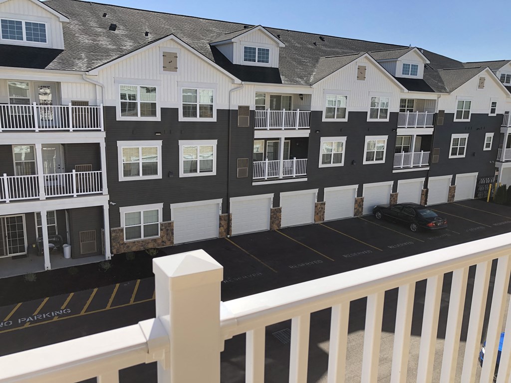 a view of an apartment building from a balcony