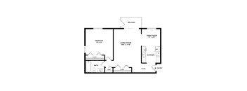 Maple Floorplan - 1-Bedroom, 1-Bathroom apartment