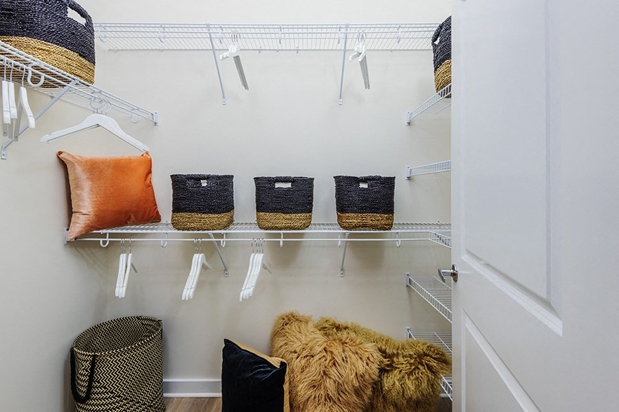 Our spacious bedrooms are paired with large, walk-in closets with built-in shelving