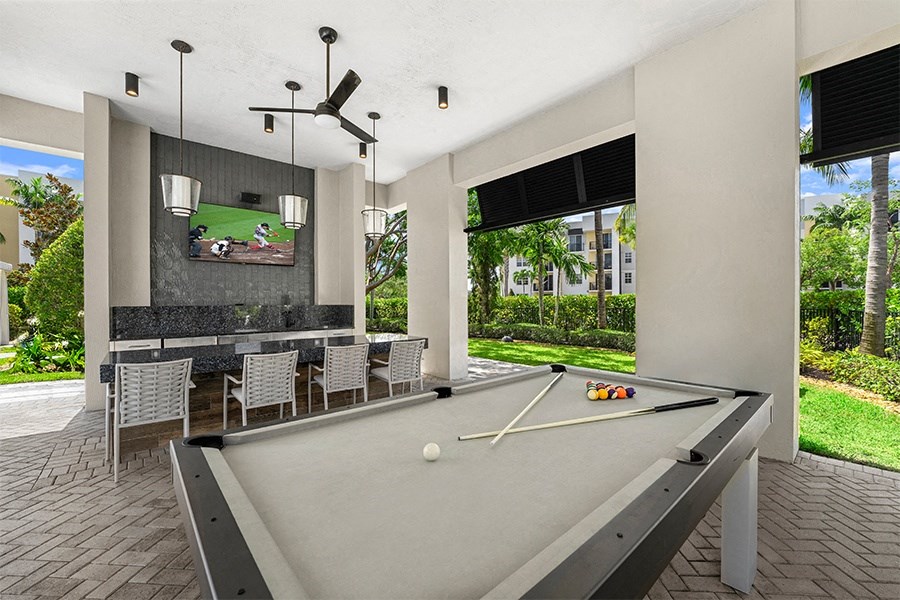 Take a break from the sun in the covered, outdoor lounge