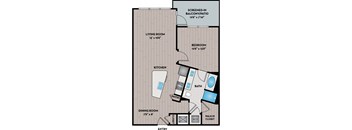 Lake Vue Apartments - Orlando, FL - 11F3 Floor Plan 873 SF