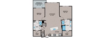 Lake Vue Apartments - Orlando, FL - 22F4 Floor Plan 1246 SF