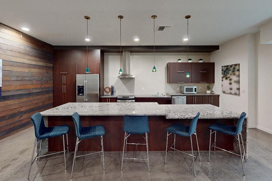 Bellevue Square apartments for rent - Metro 112 Clubhouse entertainment suite with demo kitchen