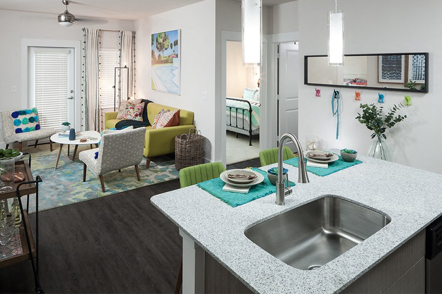 Lower Greenville Apartments Dallas, TX - Larq Henderson kitchen islands