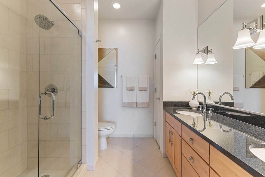 Spa bathrooms with ceramic tile flooring