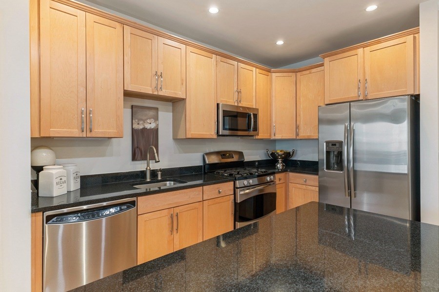 Stainless steel appliances and under-cabinet lighting
