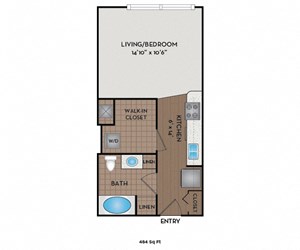 Floorplan Photos Gallery Metro 112 Apartments - Bellevue, WA - Anchor-I floor plan 484 Sq Ft