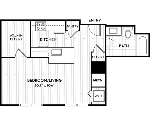 Malden Square Apartments | Malden, MA | 527 Sq Ft Floor Plan
