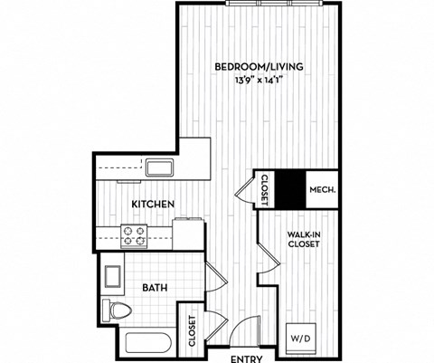 Malden Square Apartments | Malden, MA | 540 Sq Ft Floor Plan
