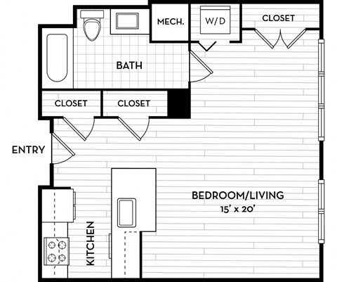 Malden Square Apartments | Malden, MA | 549 Sq Ft Floor Plan