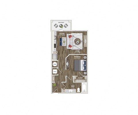 Briley apartments - downtown Matthews, NC - 01S1A Floor Plan 669 SF