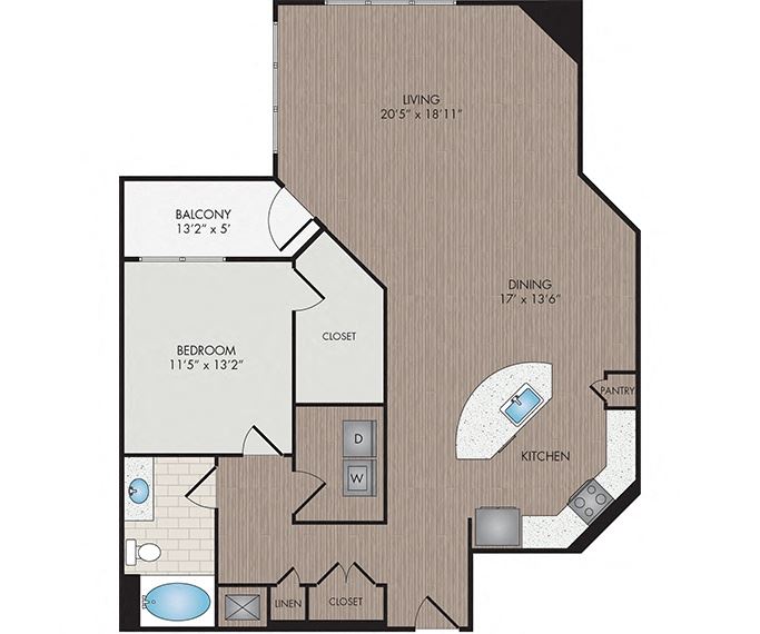 James Marshall Park Apartments & Townhomes - Raleigh, NC- James floor plan 1209 Sq Ft