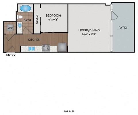 Metro 112 Apartments - Bellevue, WA - Market-I floor plan 609 Sq Ft