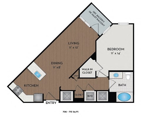 The Reserve at Tysons Corner - Raleigh, NC- Soho floor plan 706 Sq Ft