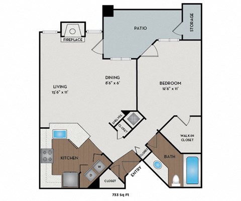 Boulder Creek - Sammamish, WA Apartments - Diamond Floor Plan 733 SF