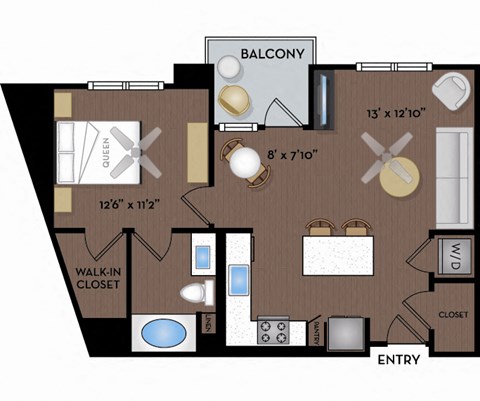 Joule La Floresta - Brea, CA - 11F2A Floor Plan 734 SF