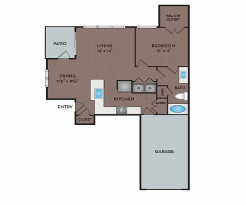 NoA on McNeil Apartments - Round Rock Austin, TX - 11F1A Floor Plan 766 SF