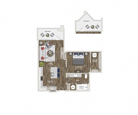 Briley apartments - downtown Matthews, NC - 11F2 Floor Plan 775 SF