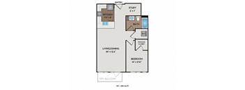 The Matisse - Portland, OR - Redon I floor plan 817 Sq Ft