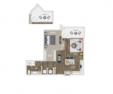 Briley apartments - downtown Matthews, NC - 11F4 Floor Plan 828 SF