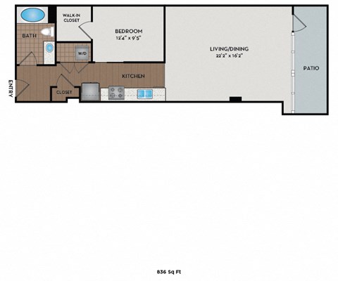 Metro 112 Apartments - Bellevue, WA - Mountain-I floor plan 836 Sq Ft