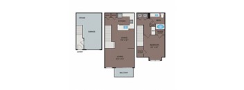 NoA on McNeil Apartments - Round Rock Austin, TX - 11T3 Floor Plan 859 SF
