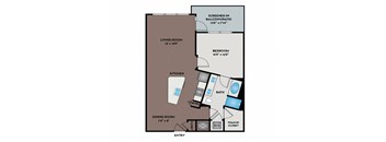 Lake Vue Apartments - Orlando, FL - 11F3 Floor Plan 873 SF