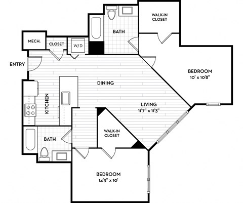 Malden Square Apartments | Malden, MA | 1011 Sq Ft Floor Plan