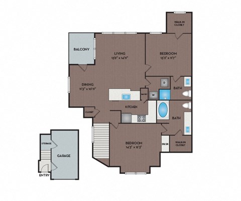 NoA on McNeil Apartments - Round Rock Austin, TX - 22T1A Floor Plan 1012 SF