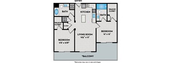 LaVida Apartments - Miami, FL - 22F1 Floor Plan 1020 SF