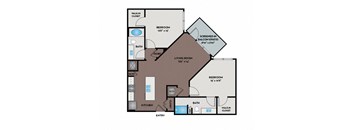 Lake Vue Apartments - Orlando, FL - 22F1 Floor Plan 1036 SF