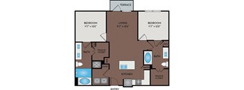 Larq Henderson Apartments | Dallas, TX | 22F1A Floor Plan 1039 to 1102 SF