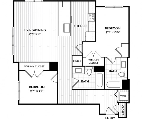Malden Square Apartments | Malden, MA | 1045 Sq Ft Floor Plan