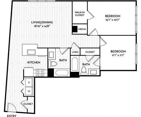 Malden Square Apartments | Malden, MA | 1048 Sq Ft Floor Plan