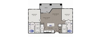 Stoneledge - Grapevine, TX - B1 Floor Plan 1070 SF