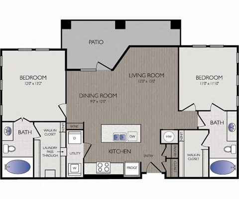 Stoneledge - Grapevine, TX - B1 Floor Plan 1070 SF