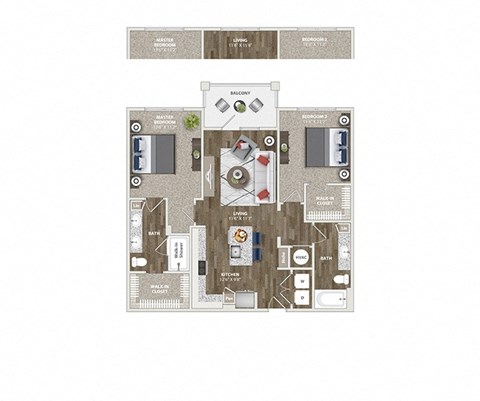 Briley apartments - downtown Matthews, NC - 22F1 Floor Plan 1075 SF