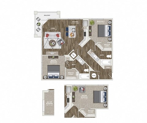 Briley apartments - downtown Matthews, NC - 22F2A Floor Plan 1110 SF